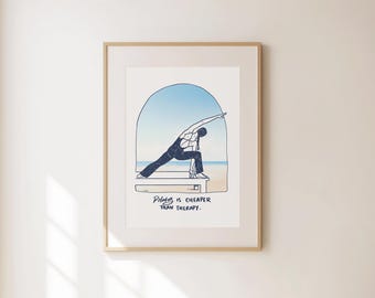 Pilates es mi terapia - Arte de Pilates - Arte mural de Pilates - Decoración de estudio de Pilates - Regalo de entrenador de Pilates - Arte de fitness femenino - Princesa de Pilates