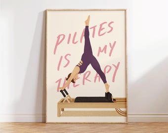 Pilates es mi terapia - Arte de Pilates - Arte mural de Pilates - Decoración de estudio de Pilates - Entrenador de Pilates - Arte fitness femenino - Regalo de princesa de Pilates