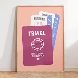 Travel Passport - Cute Travel Poster - Trendy Travel Wall Art - Aesthetic Travel Decor - Unique Gift for Travel Lovers - Apartment Decor