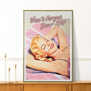 Vintage tjejtryck - Retro sommarväggkonst - Esthetikerstudio - Skönhetsposter - Salongdekor - Flickigt sminkrum - Preppy estetiskt tryck