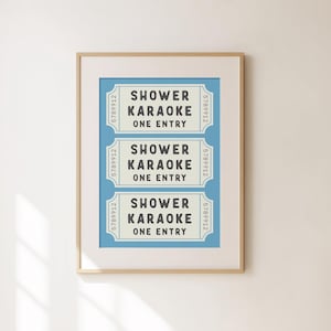 Shower Karaoke Ticket Print - Bathroom Decor Aesthetic - Shower Singing Poster - Retro Preppy Bathroom Art - Cute Wall Art