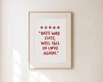 Arte murale romantica e carina - Decorazione alla moda per San Valentino - Regalo per coppia preppy - Stampa a cuore - Galleria d'arte romantica per San Valentino