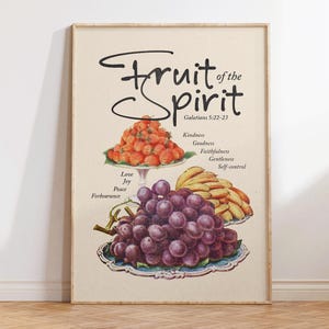 Frucht des Geistes Druck - Christliche Wandkunst - Minimalistisches Bibelzitat - Retro Glaube Dekor - Ästhetisches christliches Geschenk - Bibelstelle
