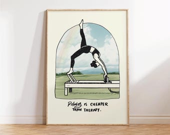 Pilates es mi terapia - Arte de Pilates - Arte mural de Pilates - Decoración de estudio de Pilates - Regalo de entrenador de Pilates - Arte de fitness femenino - Princesa de Pilates