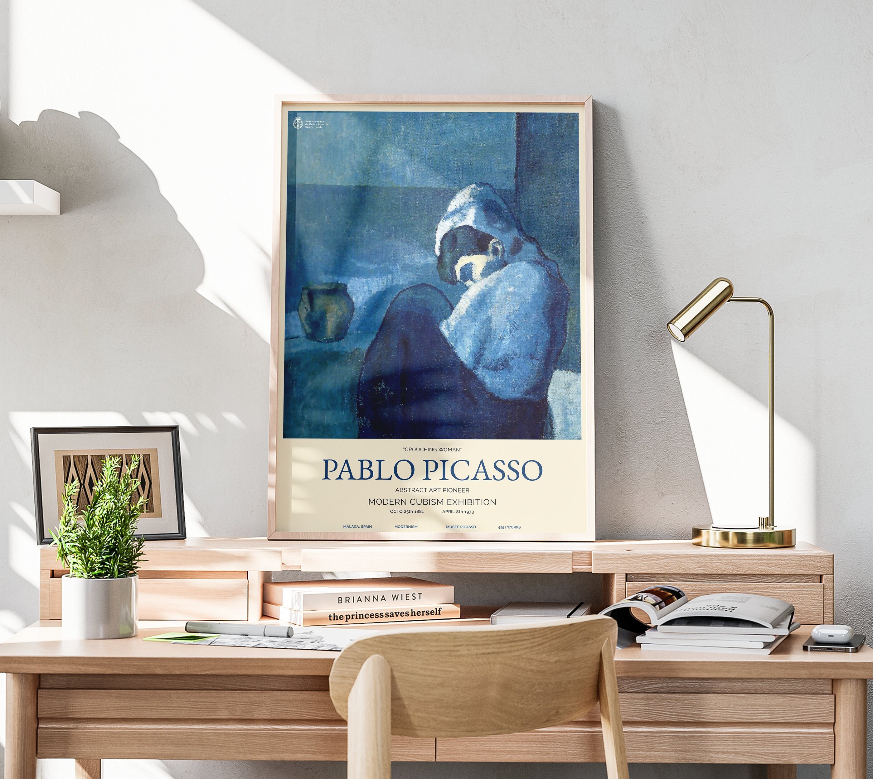 パブロ ピカソ プリント - 青いしゃがむ女性の壁アート - リビング
