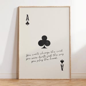 Impresión de pared de naipes - Póster de ases - Cita positiva minimalista - Arte mural con estética preppy - Decoración moderna para apartamentos - Impresión de citas
