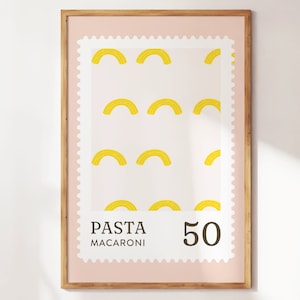 Küchen Drucke - Pasta Makkaroni Gemälde - Niedliche Küchen Wand Kunst und Drucke - Moderne Italienische Küche Leinwand - Perfekt für Geschenke Dekor