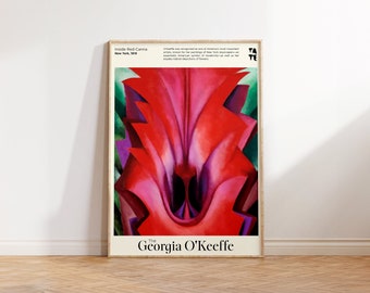 Georgia O'Keeffe Print - Hibiscus Plumeria Print - Botanical Pink Wall Art for Living Room or Office Decor - Floral Wall Art