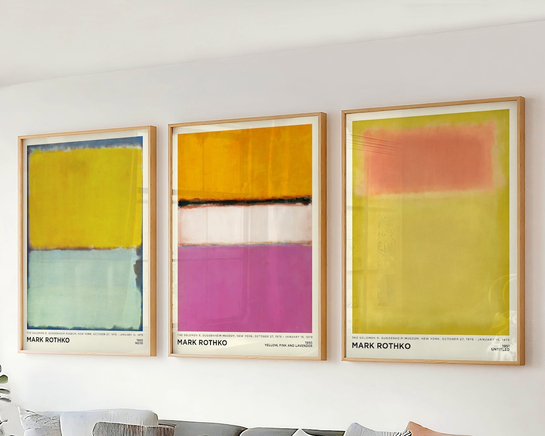 Set of 3 Wall Art Mark Rothko Prints - Yellow Orange Large Abstract ...