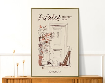 Pilates Recovery Room, Funny Pilates Poster, Bathroom Wall Art, Retro Pilates Wall Art, Pilates Studio Decor, Gift for Pilates Lover