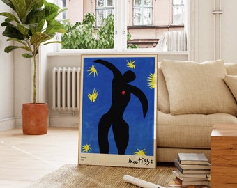Stampa di Henri Matisse - Icaro - Arte murale astratta blu per soggiorno e ufficio - Stampa artistica di Matisse per regali di compleanno per la casa
