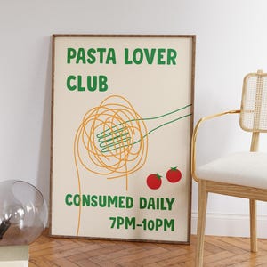 Estampas de macarrão - Arte de parede divertida para cozinha - Decoração estética para cozinha - Pôster de cozinha moderno - Decoração de apartamento de inspiração italiana
