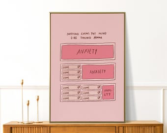 Notes to Self - Preppy Mental Health Art - Therapy Office Decor - Affirmation Wall Print - Self Care Decor - Inspiring Poster - Anxiety Art