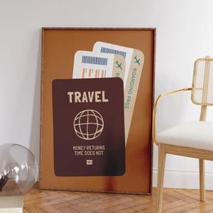 Travel Passport - Cute Travel Poster - Trendy Travel Wall Art - Aesthetic Travel Decor - Unique Gift for Travel Lovers - Apartment Decor