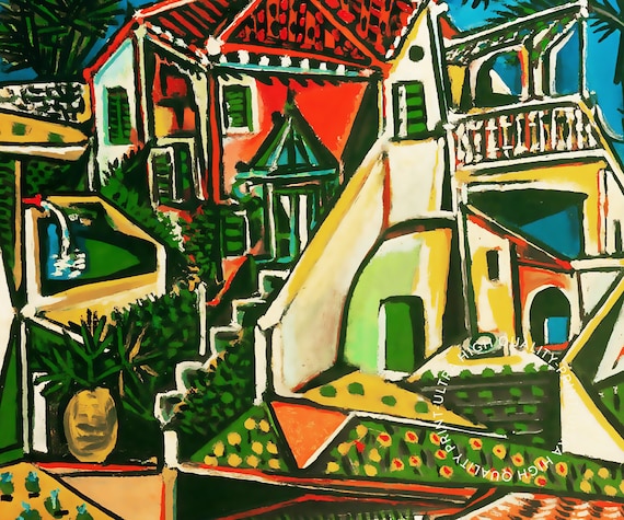 Pablo Picasso Print - Colorful Village Abstract Wall Art - Modern