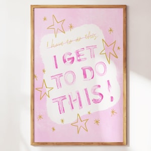 Puedo hacer esto: Impresión moderna con frase preppy para sala o dormitorio, arte de pared positivo y bonito en marrón, palabras de autoafirmación para el hogar.