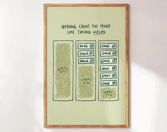 Notes to Self - Preppy Mental Health Art - Therapy Office Decor - Affirmation Wall Print - Self Care Decor - Inspiring Poster - Anxiety Art