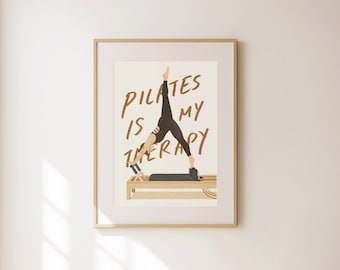 Pilates es mi terapia - Arte de Pilates - Arte mural de Pilates - Decoración de estudio de Pilates - Entrenador de Pilates - Arte fitness femenino - Regalo de princesa de Pilates