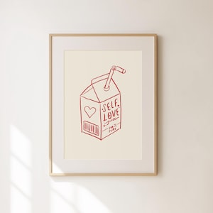 Self Love Juice Wall Art - Cute Self Love Print - Girly Decor - Trendy Preppy Art - Self Care Gift - Aesthetic Self Love Illustration