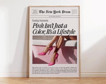 Life Is Better in Pink Print - Retro Girly Wall Art - Vintage Pink Decor for Bedroom or Apartment - Trendy Preppy Decor Gift - Pink Lovers