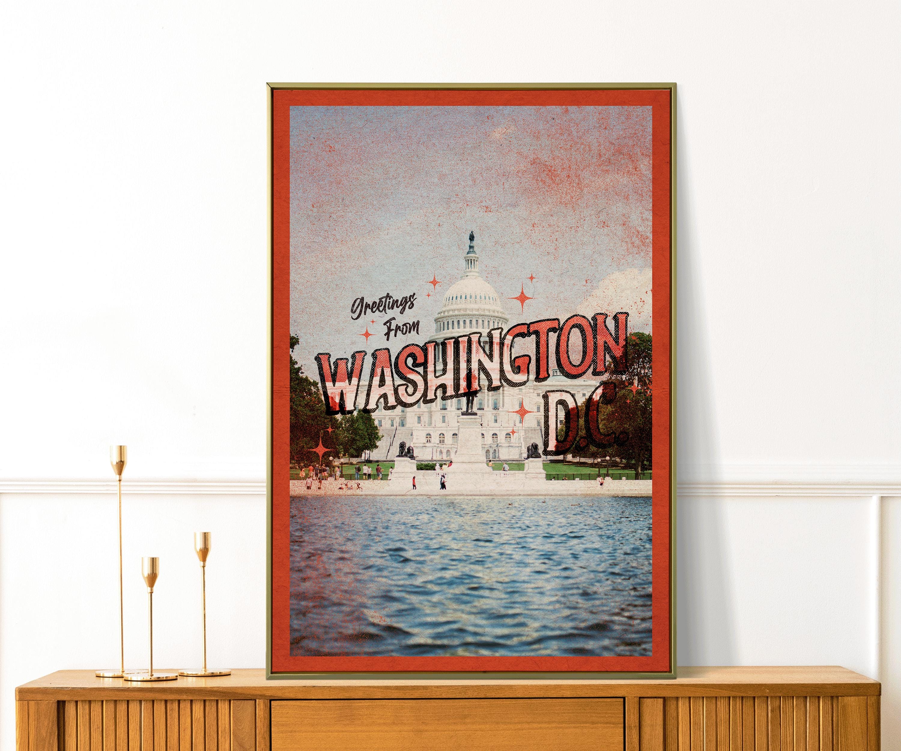 Washington Wall Art - Retro DC Travel Poster - Trendy USA Print