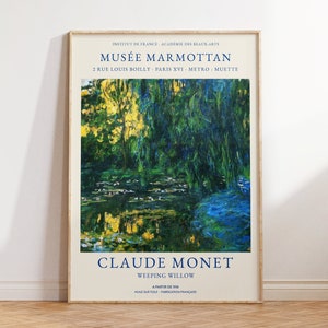 Claude Monet Print - Weeping Willow Poster - Vintage Landscape Forest Wall Art - Large Painting for Living Room and Home Decor - Gifts