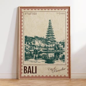 Arte mural de Bali - Póster de viaje retro - Arte mural de viaje vintage - Decoración estética de viajes - Regalo postal para viajeros - Decoración de apartamentos
