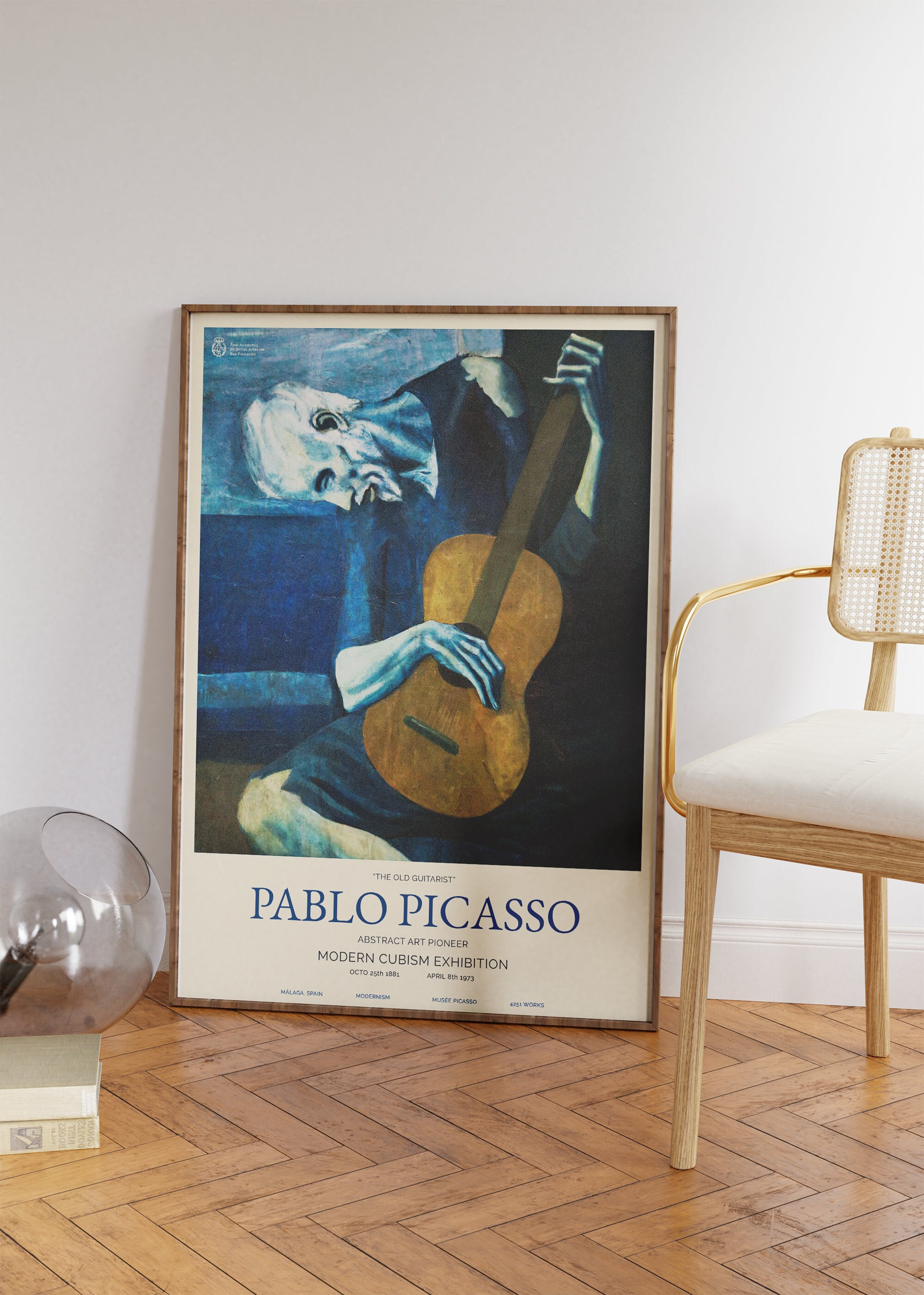Pablo Picasso Print - Old Guitarist Wall Art - Modern Blue