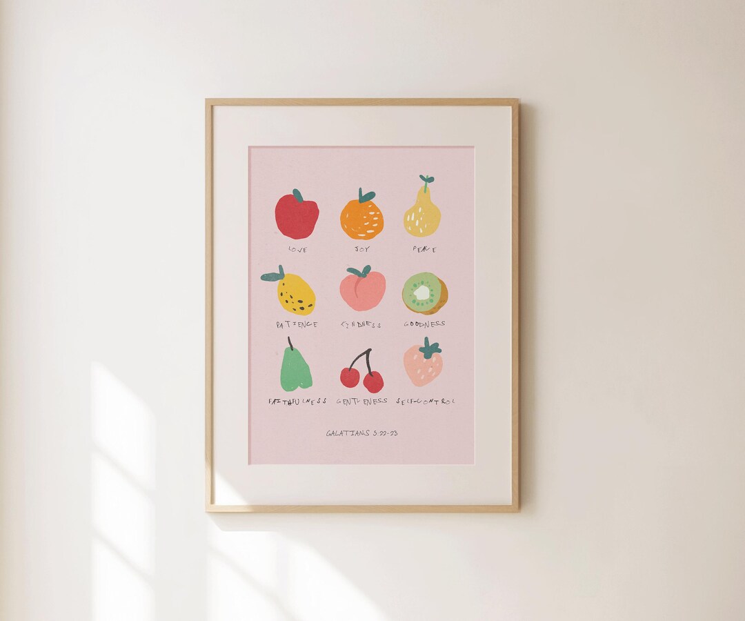 Fruit of the Spirit Print - Christian Wall Art - Minimalist Bible Quote ...