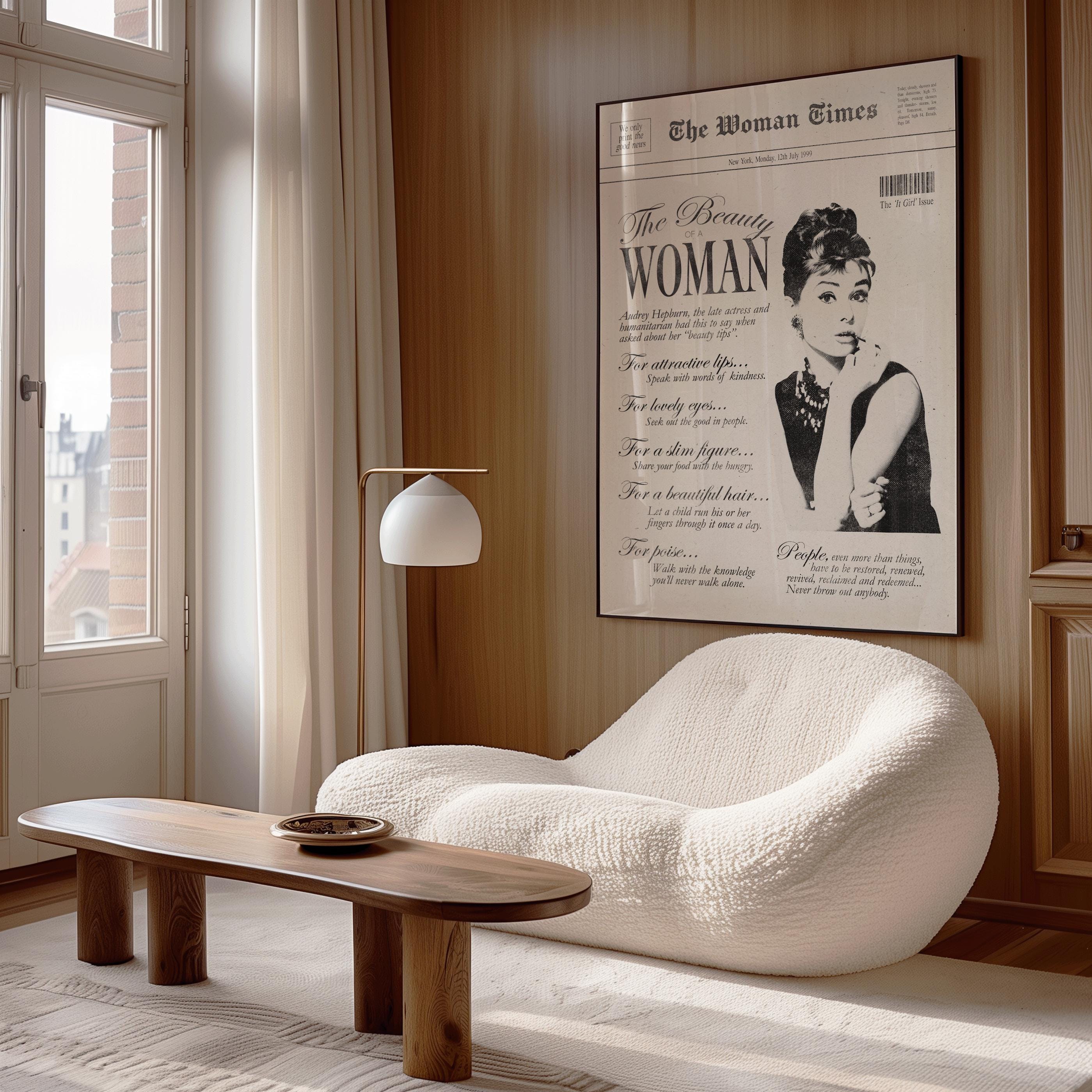 The Beauty of a Woman - Audrey Hepburn Quote - Feminist Retro Wall