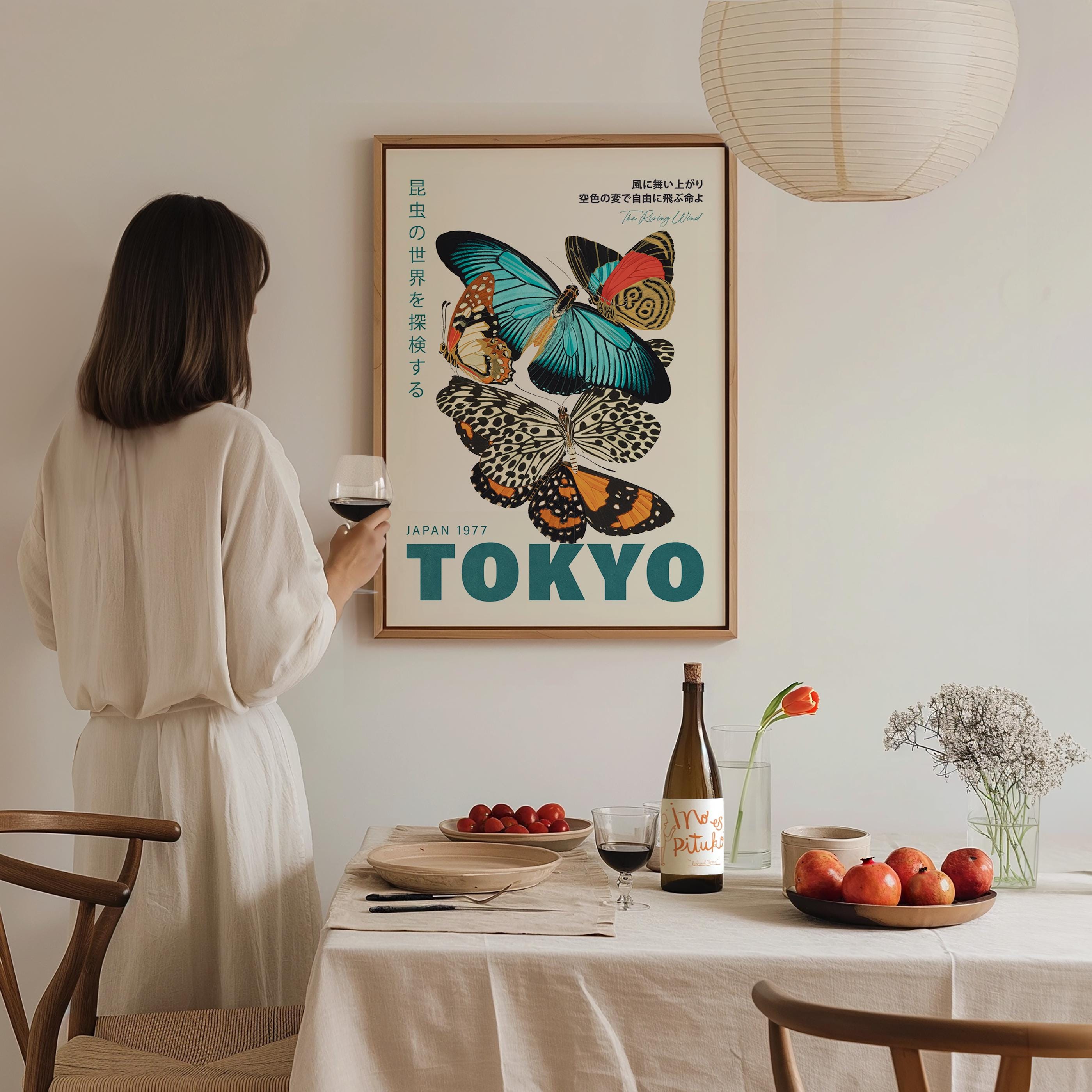 絵画 butterfly Butterfly Japanese Poster – Vintage Tokyo Exhibition Print