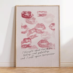 Arte de pared "Pensé en besarte" - Arte de San Valentín - Regalo romántico para parejas - Impresiones de besos - Galería de impresiones de San Valentín preppy