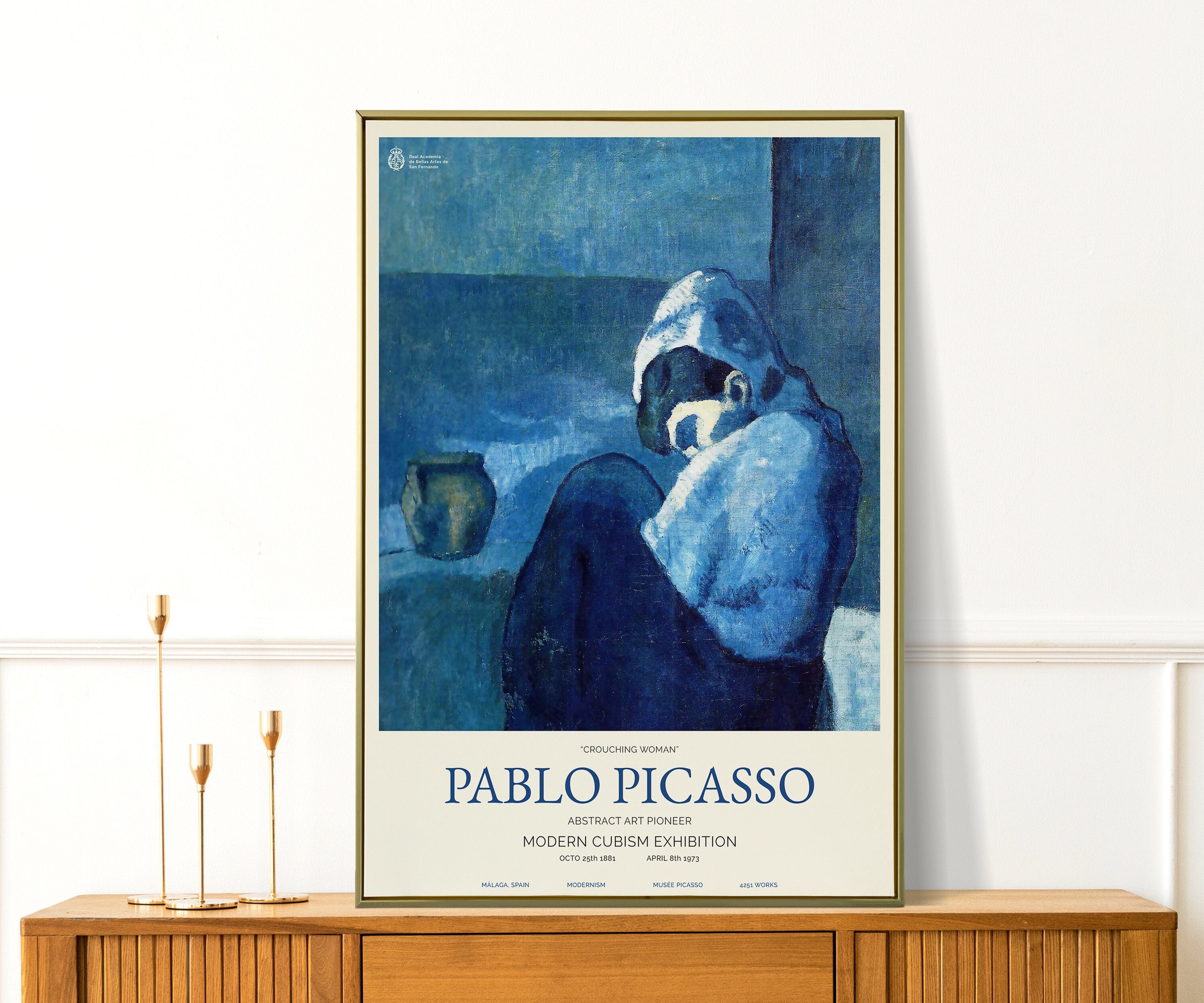 パブロ ピカソ プリント - 青いしゃがむ女性の壁アート - リビング