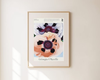 Georgia O'Keeffe Print - Poppies Flower Print - Botanical Purple Abstract Painting Wall Art for Living Room Office Decor - Floral Wall Art