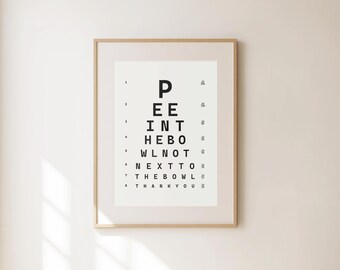 Funny Bathroom Print - Eye Chart Print - Minimalist Typography Wall Art - Aesthetic Bathroom Humor Art -  Apartment Decor - Man Cave Decor