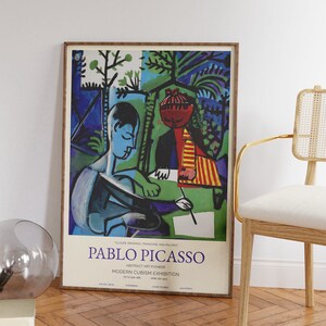 Pablo Picasso Druck - Abstrakte Blaue Malerei Wandkunst - Moderne berühmte Malerei für Wohnzimmer & Büro - Großes Retro Geschenke Poster