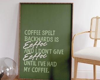 Impresión divertida de café - Arte de pared para amantes del café - Decoración moderna para cafeterías y cocinas - Póster de barista - Decoración retro para apartamentos - Letrero de cafetería