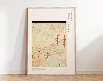 Impressão da natureza japonesa por Korin Furuya - Grande pintura abstrata de arte de parede para decoração de sala de estar e escritório - Japandi e Wabi Sabi Wall