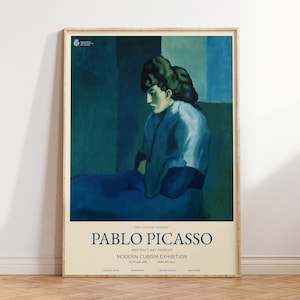 Pablo Picasso Druck - Melancholische Frau Wandkunst - Moderne Blau Depression Berühmte Gemälde für Wohnzimmer - Großes Poster für Home Geschenke