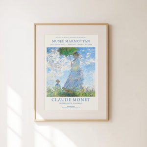 Claude Monet Print - Classic Woman Parasol Poster - Vintage Portrait Wall Art - Nature Painting for Living Room and Office Wall Gifts