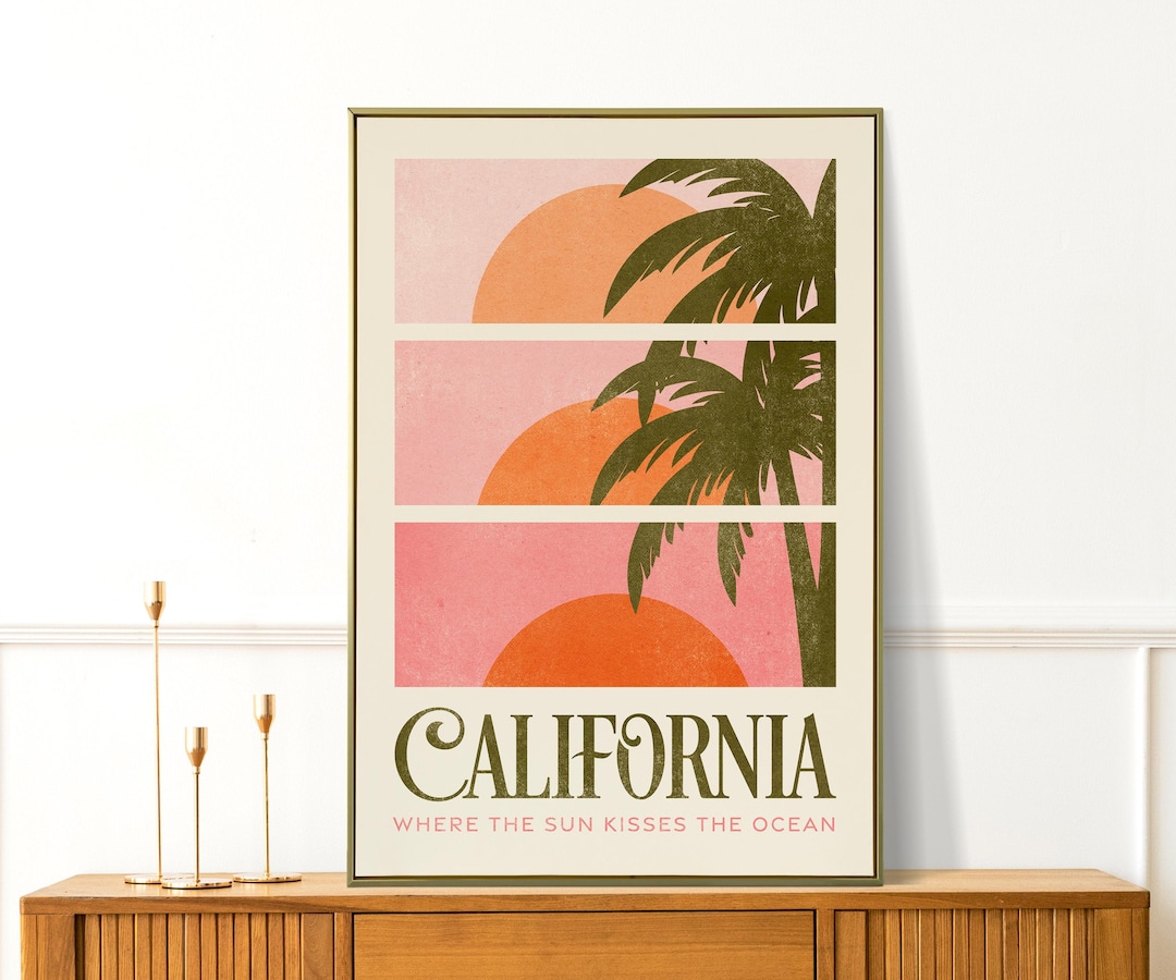 California Wall Art - Retro Travel Poster - Beach Ocean Travel Wall Art ...