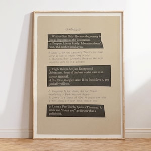 Travel Manifesto - Retro Travel Poster - Vintage Travel Wall Art - Aesthetic Travel Decor - Unique Gift for Travel Lovers - Apartment Decor