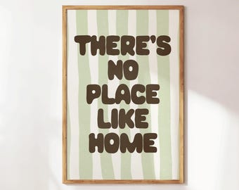 There's No Place Like Home Print - Retro Apartment Decor - Dorm Room Decor - Cute Stripes Poster - Aesthetic Coquette Bedroom
