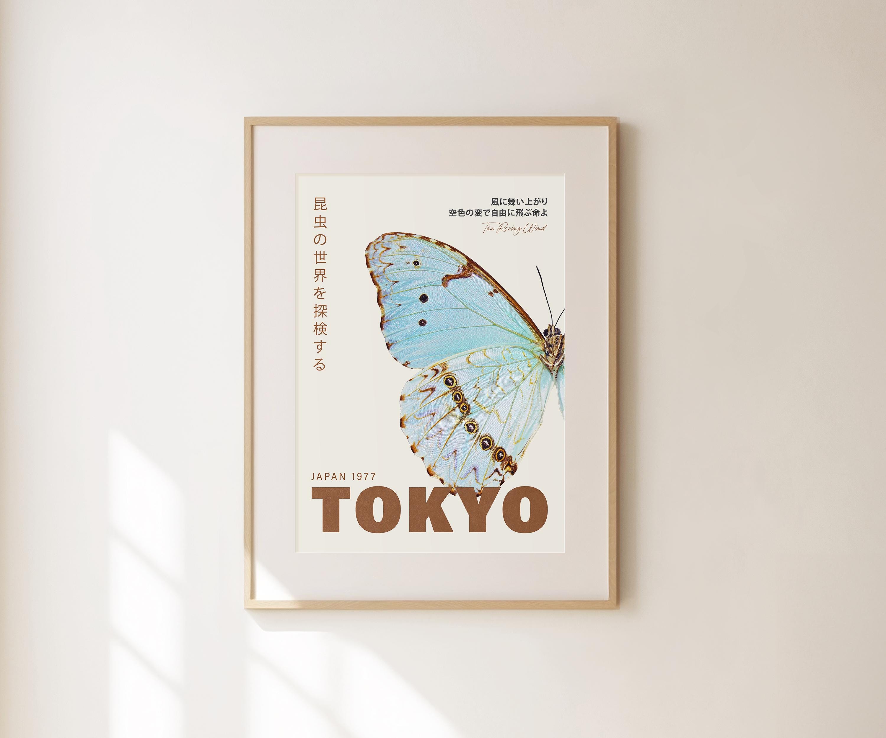 Blue Butterfly Japanese Poster – Vintage Tokyo Exhibition Print