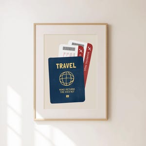 Travel Passport - Cute Travel Poster - Trendy Travel Wall Art - Aesthetic Travel Decor - Unique Gift for Travel Lovers - Apartment Decor