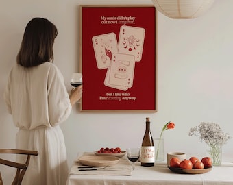 Speelkaart kunst aan de muur - Ace Cards Print - motiverende poster - positieve muurkunst - esthetisch decor - preppy decor appartement - It Girl