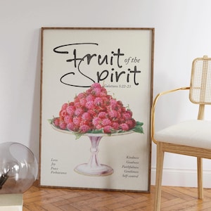 Frucht des Geistes Druck - Christliche Wandkunst - Minimalistisches Bibelzitat - Retro Glaube Dekor - Ästhetisches christliches Geschenk - Bibelstelle