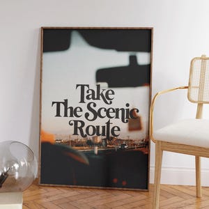 Scenic Route - Retro Travel Poster - Vintage Travel Wall Art - Aesthetic Travel Decor - Unique Gift for Travel Lovers - Apartment Decor