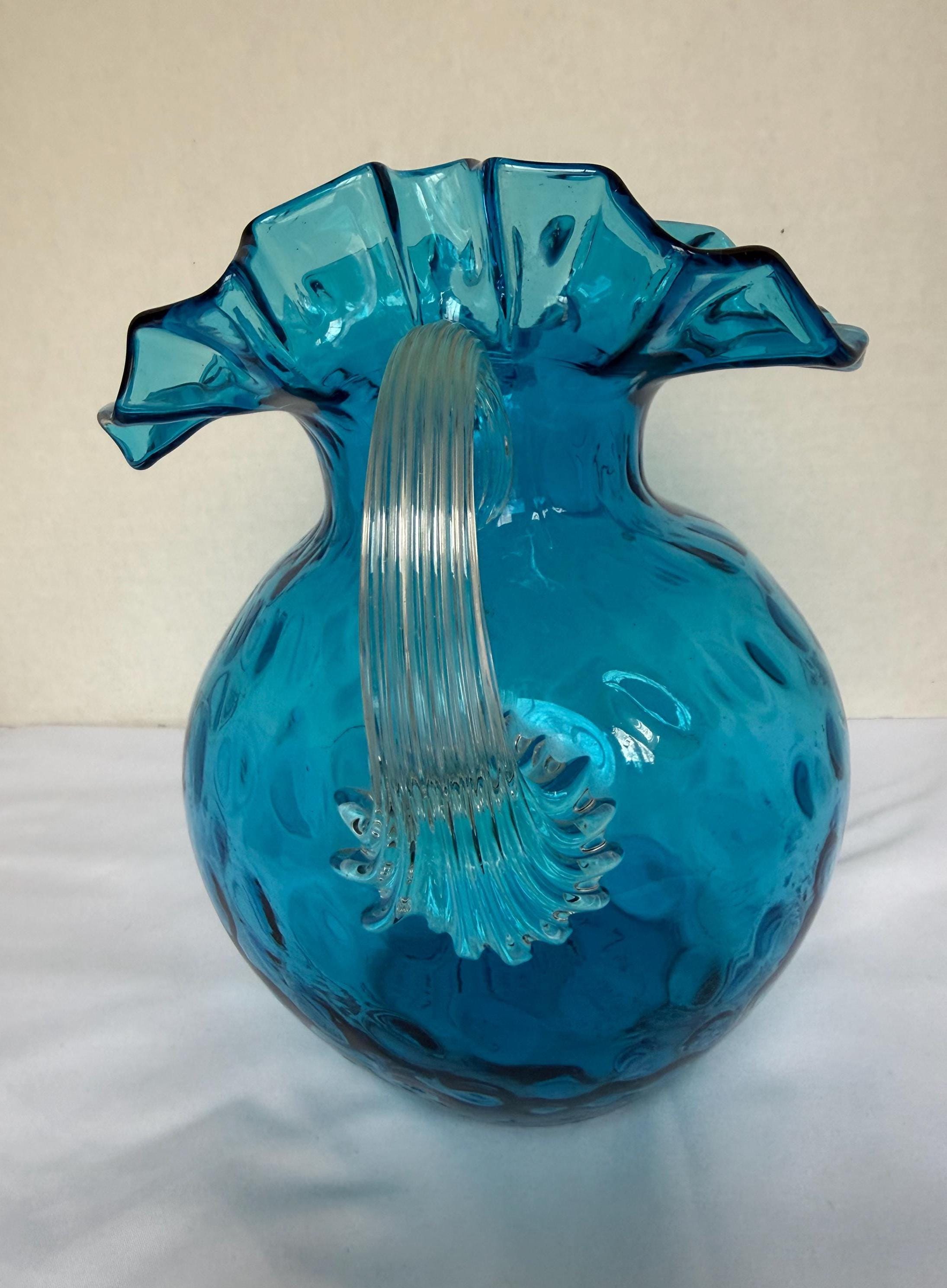 Fenton Blue Optic Coin Dot Ruffled Art Glass Pitcher - Etsy