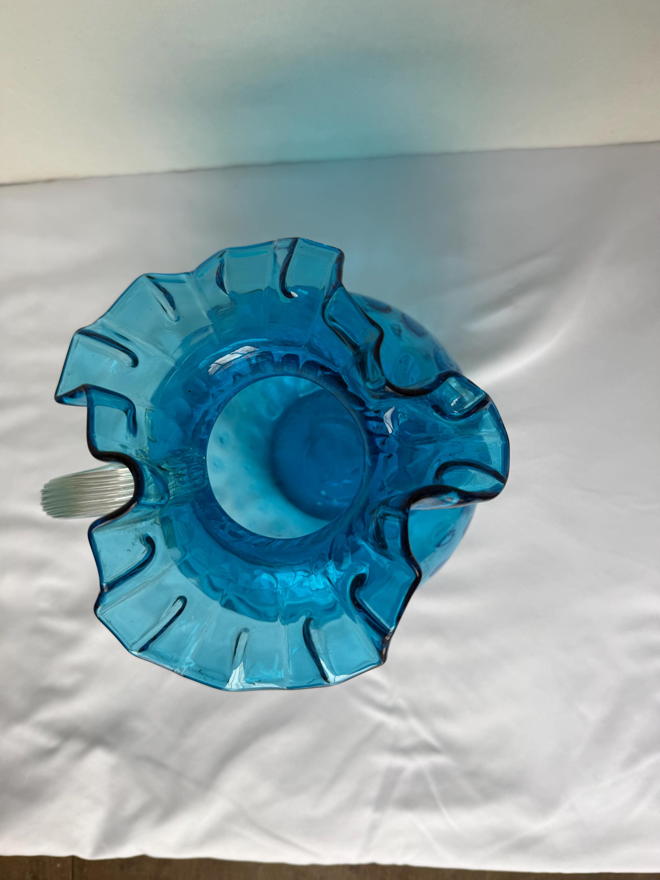 Fenton Blue Optic Coin Dot Ruffled Art Glass Pitcher - Etsy